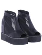 SheIn Black Zipper Platform Peep Toe Botts