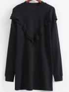 Shein Black Crew Neck Long Sleeve Sweatshirt Dress