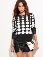Shein Black Polka Dot Print Sweatshirt