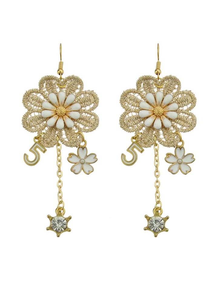 Shein Lace Flower Digital Fashion Long Earrings