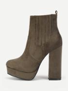 Shein Block Heeled Round Toe Ankle Boots