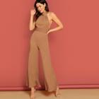 Shein Wide Leg Halter Solid Jumpsuit