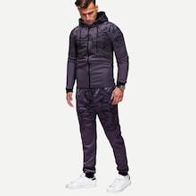 Shein Men Camouflage Print Hooded Outerwear With Pants
