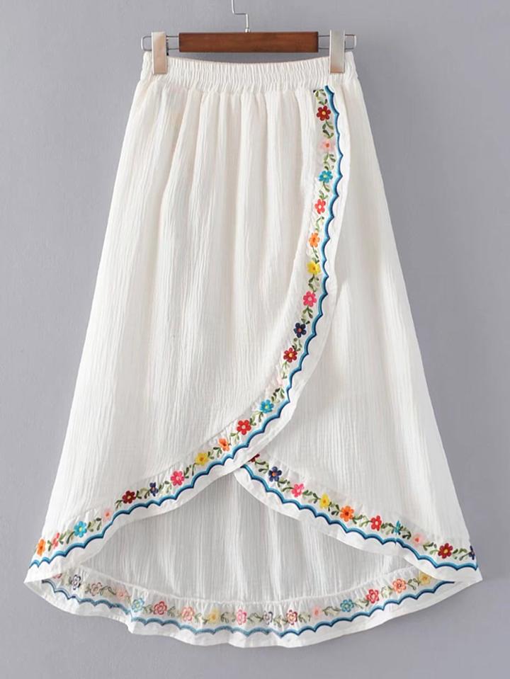 Shein Elastic Waist Overlap Front Skirt
