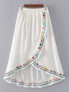 Shein Elastic Waist Overlap Front Skirt