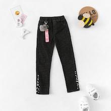Shein Girls Pearl Detail Jeans