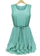 Rosewe A Line Chiffon Sleeveless Pleated Dress For Lady