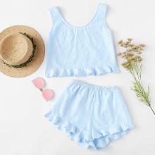 Shein Ruffle Hem Pinstriped Top With Shorts