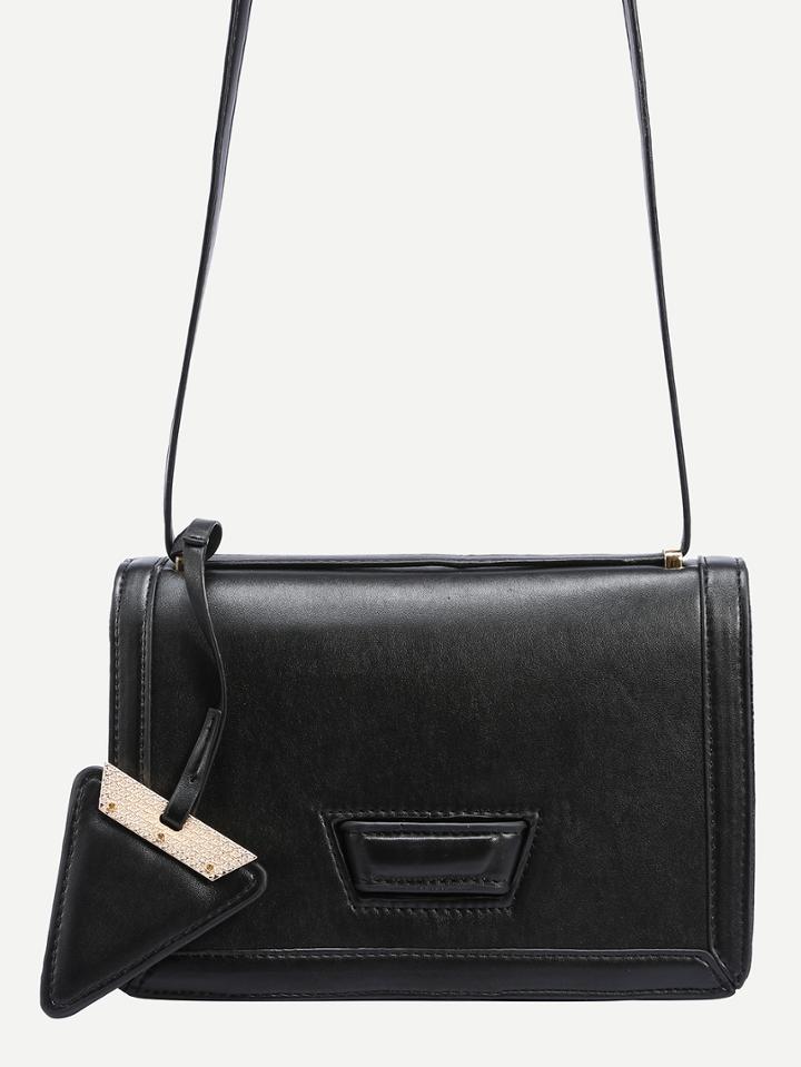 Shein Unique Triangle Closure Flap Bag - Black