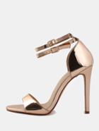 Shein Metallic Open Toe Stilettos Rose Gold
