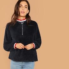 Shein O-ring Zip Half Placket Pullover