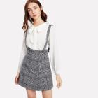 Shein Wales Check Skirt With Detachable Straps