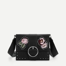 Shein Flower Embroidery Studded Crossbody Bag