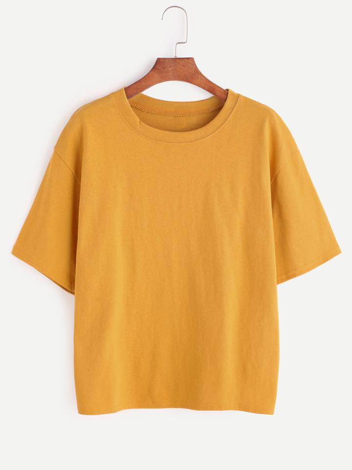 Shein Mustard Basic Tee