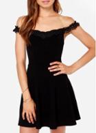 Rosewe Attractive Black Boat Neck Open Back Dress For Club