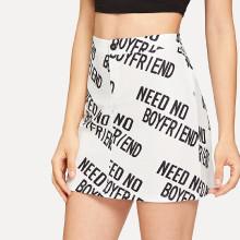 Shein Slogan Print Skirt
