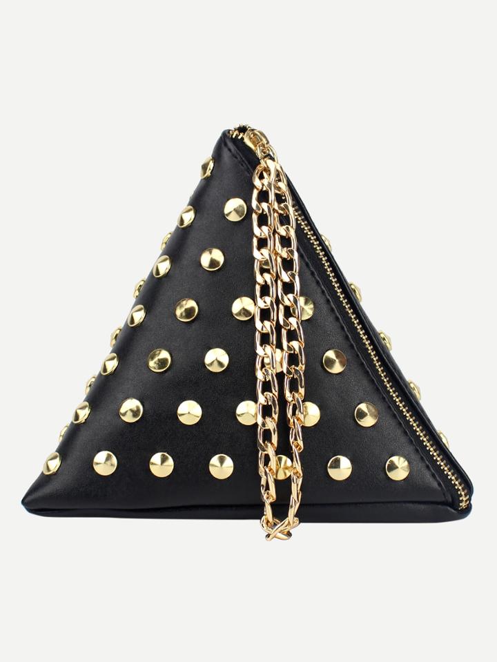 Shein Black Studded Triangle Chain Strap Wristlet