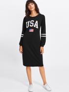 Shein American Flag Print Sweatshirt Dress