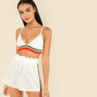 Shein Rainbow Striped Bralette Top & Shorts Set