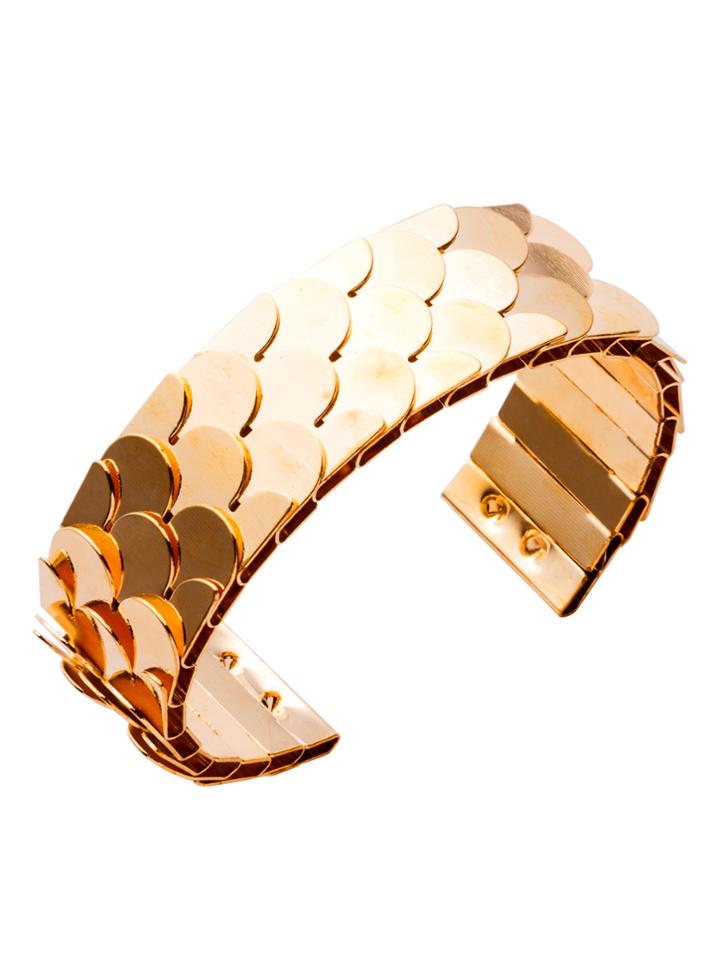 Shein Gold Plated Fish Scale Open Wrap Cuff