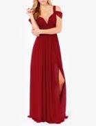 Shein Wine Red Off The Shoulder Maxi Dress