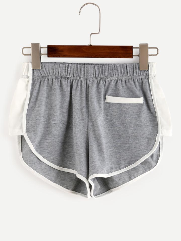 Shein Heather Grey Contrast Binding Shorts