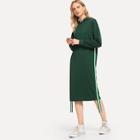 Shein Drawstring Hoodie Striped Tape Side Sweatshirt Dress