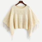 Shein Fringe Trim Poncho Sweater