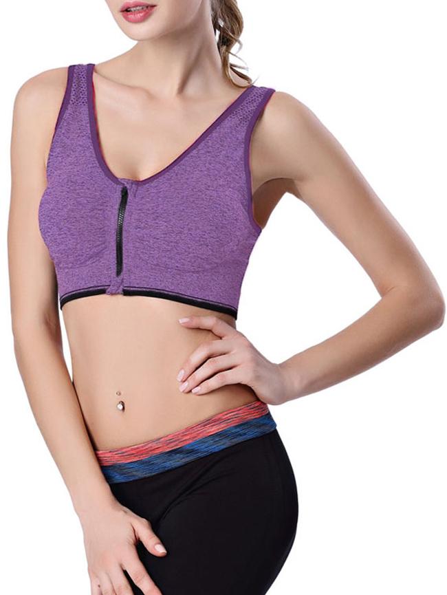 Shein Purple Strap Zipper Sport Tank Top