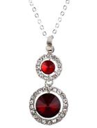 Shein Red Gemstone Silver Diamond Chain Necklace