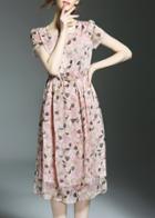 Shein Flowers Print Elastic-waist Dress