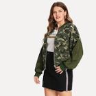 Shein Plus Contrast Crop Camo Jacket