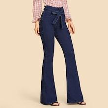 Shein Tie Waist Flare Leg Jeans