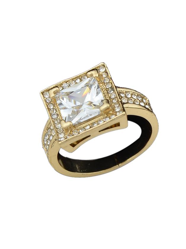 Shein Gold Color Imitation Crystal Big Band Rings