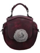 Shein Purple Studded Tote Bag With Fur Ball