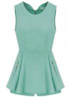 Rosewe Chic Round Neck Sleeveless A Line Dress Green