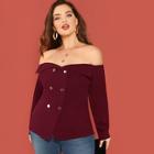 Shein Plus Double Breasted Off Shoulder Top
