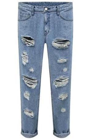 Shein Blue Slim Ripped Denim Pant