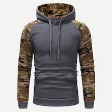Shein Men Contrast Raglan Sleeve Camo Print Hoodie