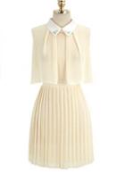 Rosewe Hot Sale Turndown Collar Sleeveless Beige Pleated Dress
