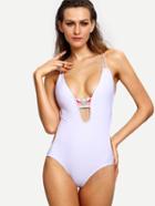 Shein Plunge Neck Tribal Print Racerback One-piece Swimwear