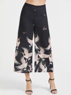 Shein Crane Print Wide Leg Pants