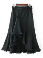 Shein Frayed Edge Asymmetrical Denim Skirt