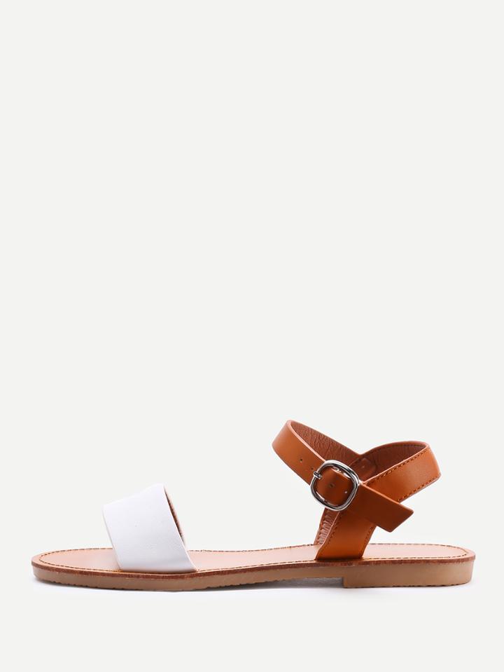 Shein Two Tone Pu Open Toe Sandals