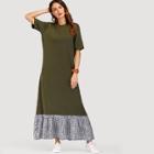 Shein Contrast Gingham Pep Hem Dress