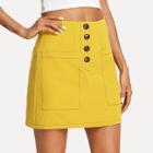 Shein Pocket Patched Button Up Skirt