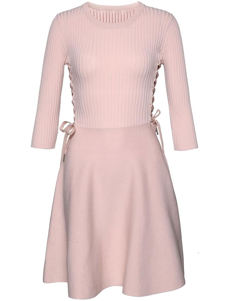 Shein Lace Up Knit Combo Dress