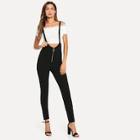 Shein Zip Up Skinny Pants With Strap