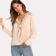 Shein Ruffle Trim Wrap Blouse
