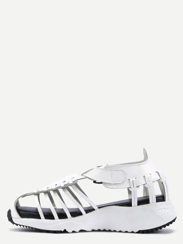 Shein White Faux Leather Caged Platform Sandals